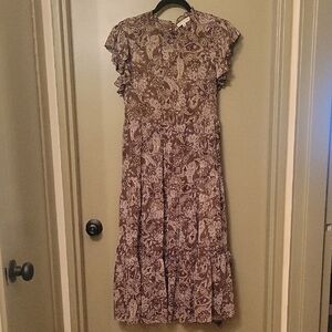 Moon River Paisley Brown Midi Dress